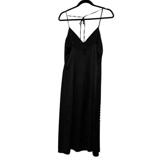 Club Monaco Womens Sz 2 Slip Dress Black V-Neck Midi Babydoll Elegant Classic - Picture 2 of 8